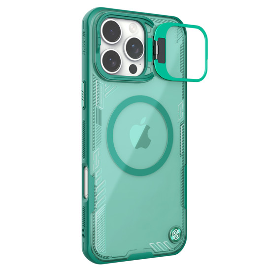 Husa magnetica transparentă verde pentru Apple iPhone 16 Pro