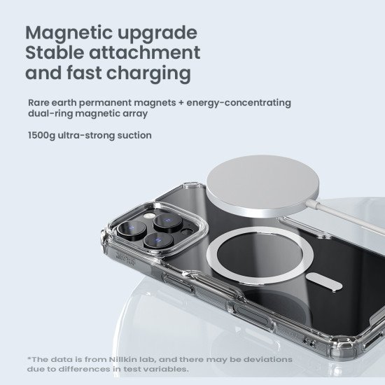 Husa magnetica din silicon Nillkin Nature Pro cu ramă albastră pentru Apple iPhone 16 Pro