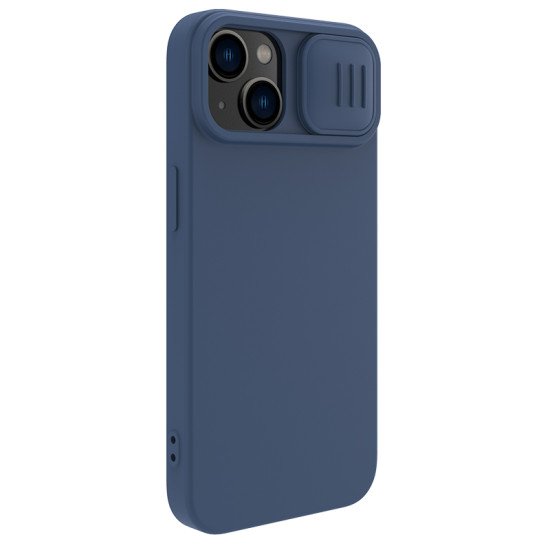 Husa Magnetica CamShield Silky din silicon pentru iPhone 15 Plus Albastru