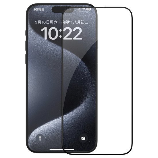 Folie protectie Nillkin EZ SET din sticla securizata pentru iPhone 15 Pro Negru - 3buc.