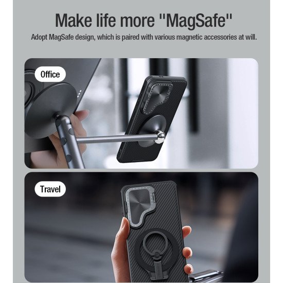 Husa magnetica protectie spate si camera foto negru pentru Samsung S24 Plus