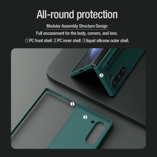 Husa din silicon Flex Pure Fold Case (versiunea S Pen) pentru Samsung Galaxy Z Fold 6 5G, neagră