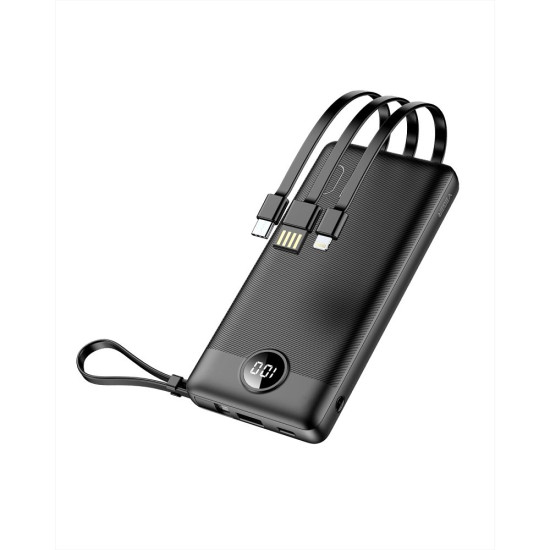 Bancă de energie VEGER 10000 mAh cu cabluri încorporate Micro USB / Type C / Lightning C10 (W1116)