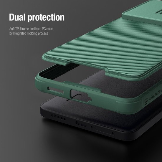 Husa protectie spate si camera foto verde pentru Poco F6 5G