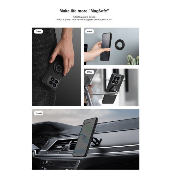 Husa magnetica protectie spate si camera foto (cu decupaj pentru camere) negru pentru Poco F6 Pro 5G